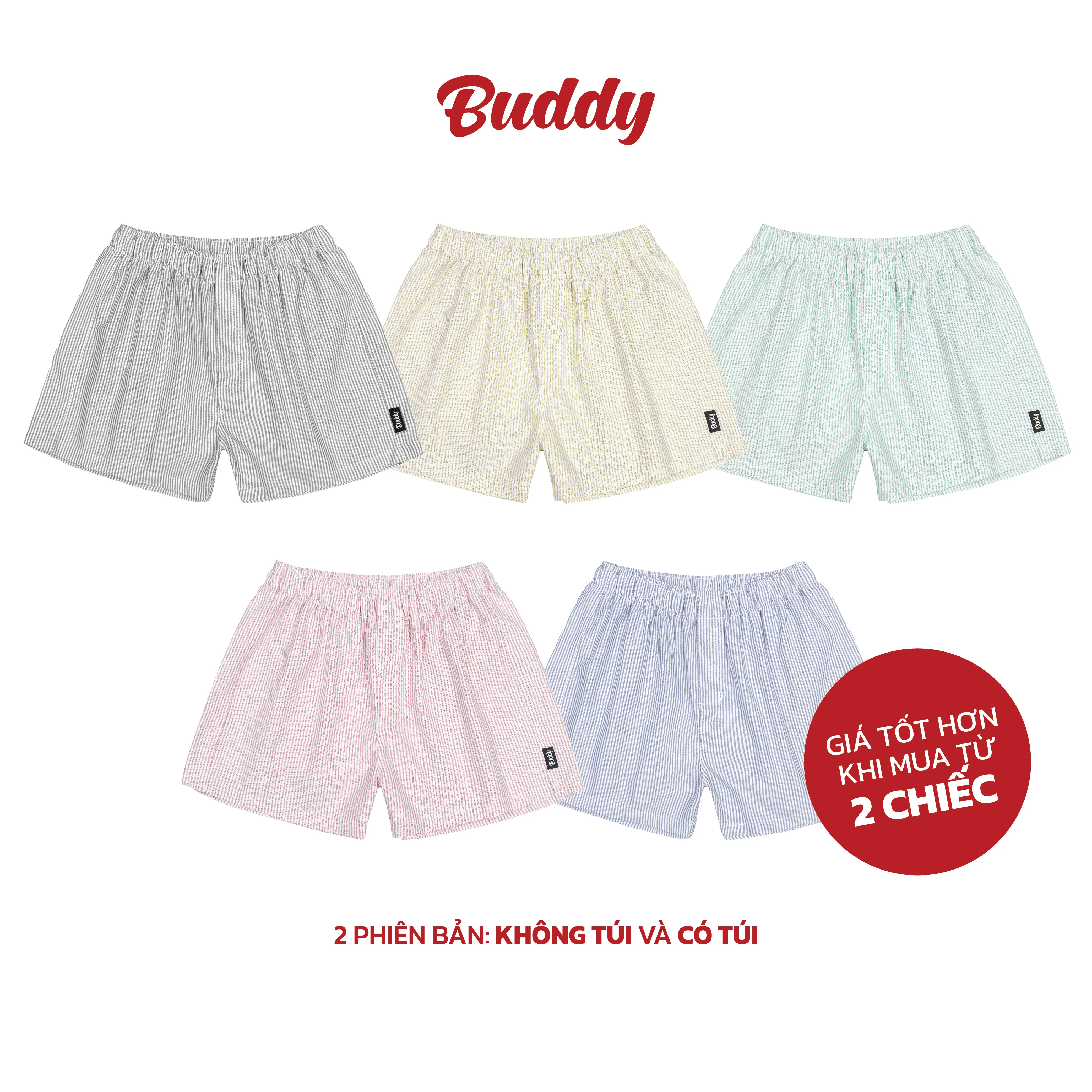 BUDDY BOXER - Quần đùi ngủ kate nam nữ form ngắn thoải mái mặc nhà