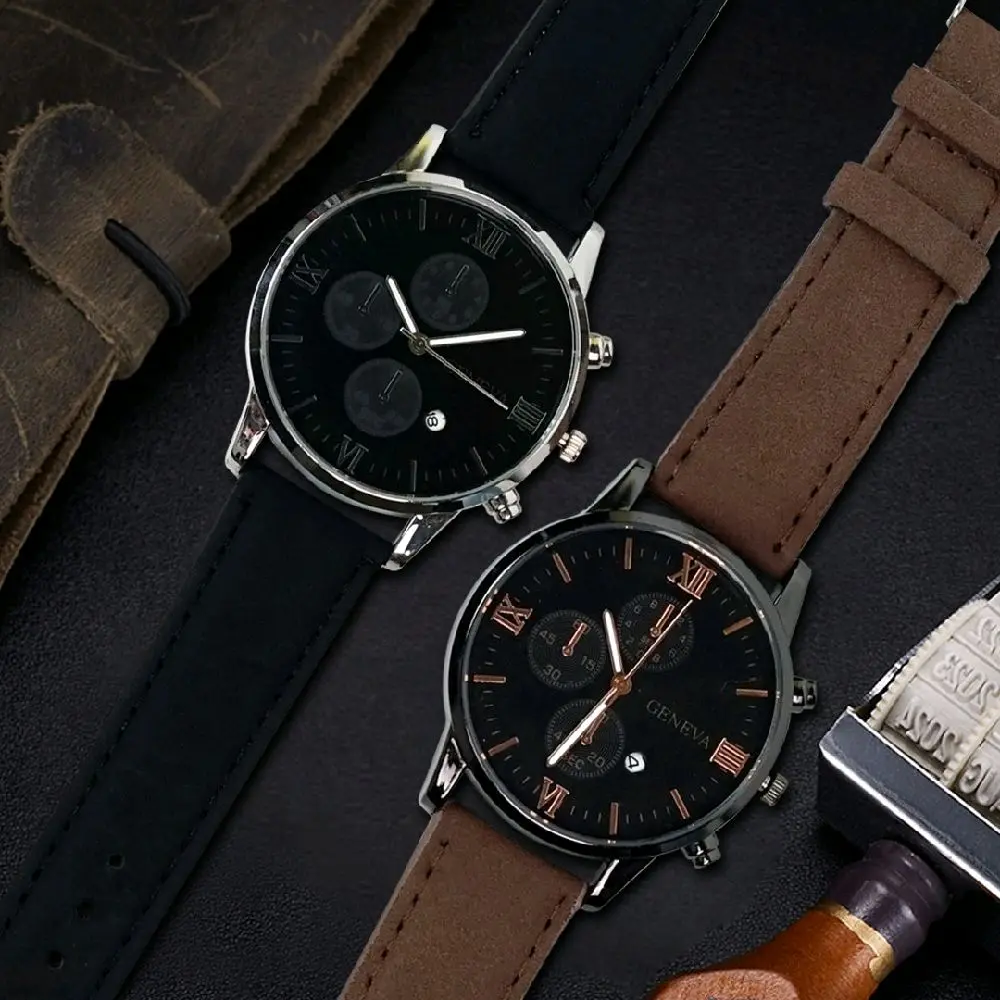 Jam Tangan Pria Anti Air Strap Kulit Premium Model Casual R 28 Watches