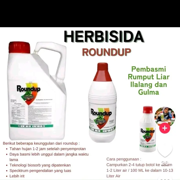 Roundup Herbisida@1lt pembasmi rumput liar ilalang dan gulma 1