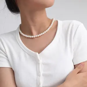 Kalung Mutiara Titanium Anti Karat Wanita - Model Fashion
