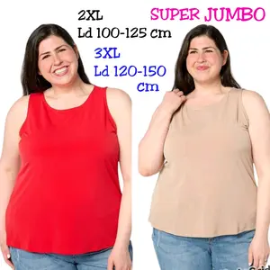 TANKTOP SUPER JUMBO/SINGLET WANITA JUMBO/ TANKTOP TALI BESAR XXL & 3XL KATUN ADEM