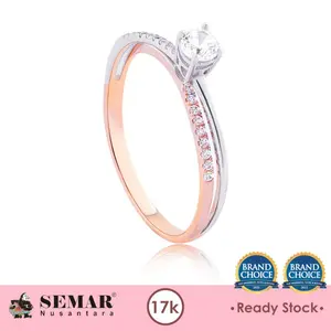 Cincin Emas Solitaire Zalina Rose White Gold 17K Semar Nusantara