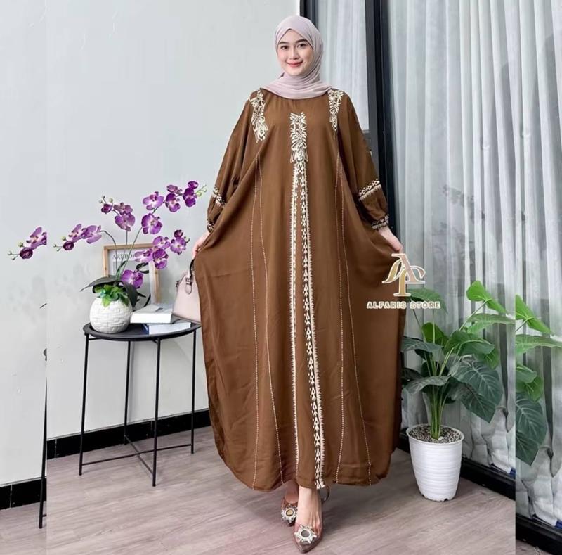 Product Introduction of ￼Kaftan Motif Cunda Rayon Jumbo Ld 180 Kaftan Muslim Wanita Nyaman Tebal Gamis By Alinrafd 7