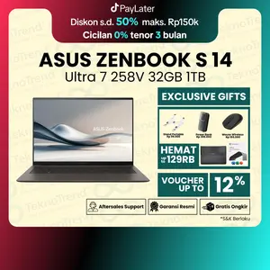 ASUS Zenbook S14 UX5406SA-OLEDS7311TM / OLEDS7312TM Intel Core Ultra 7 258V 32GB RAM 1TB SSD 14" 3K OLED Touchscreen Win11 + Microsoft Office Home 2024 Laptop Premium Tipis Ringan AI Ready