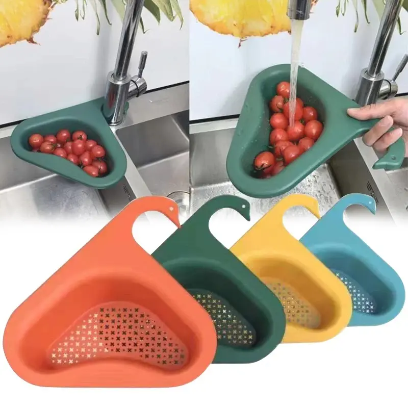 Kitchen Leftover Sink Strainer Swan Drain Basket Fruit Vegetable Waste Multifunctional Filter Sponge Tableware Storage Basket