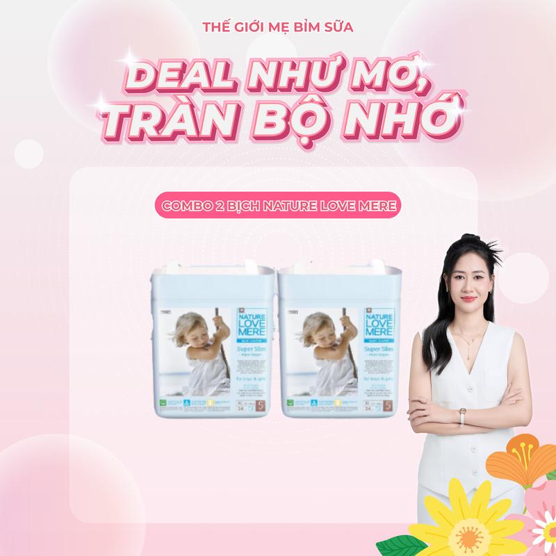 TGMBS CS Combo 2 bịch Tã Bỉm Nature Love Mere mẫu mới bỉm hè mềm mỏng và thấm hút tốt hàng chính hãng cho bé