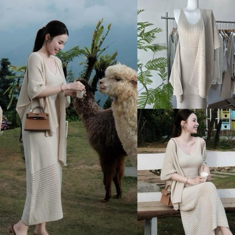 Hàng QCCC L1 Order 7- 10 Ngày Set Len Xinh Gồm Áo 2 Dây Mix Cardigan Len Lưới Slay Nữ Tính Phù Hợp Du Lịch Đi Chơi Thường Ngày Cho Nữ By DiepGZ19825