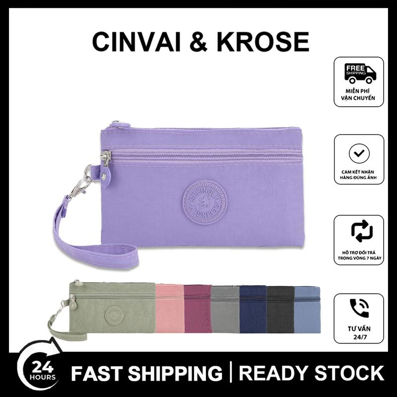 SHABILI Ví Nữ Kiểu Ví Cầm Tay Túi Đựng Điện Thoại Di Động Thiết Kế Đơn Giản Có Khóa Kéo ví đựng tiền Xu Làm Bằng Vải Nylon Không Thấm Nước Bền Tiện Lợi Để Vệ Sinh Lady Hình Chữ Nhật Clutch