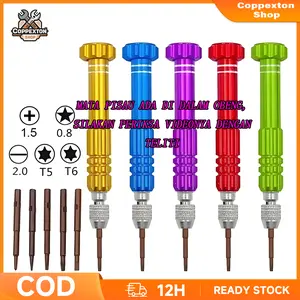 Obeng Set 5in1 Magnet - Reparasi HP & Jam Tangan