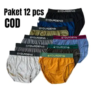 yourden paket 12 pcs celana dalam pria dewasa big size Boxer Pendek Segitiga Katun Cowok Motif