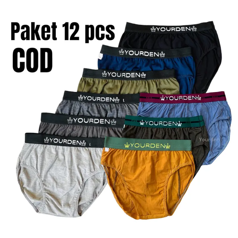 yourden paket 12 pcs celana dalam pria dewasa big size Boxer Pendek Segitiga Katun Cowok Motif 0