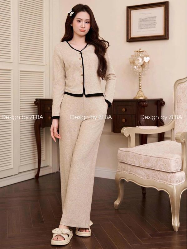  Set đồ nữ ZEBA bộ mặc nhà lông thỏ Hàn phối sang M3329 thiết kế mới hot trend chất liệu coton co giãn tốt không nhăn 