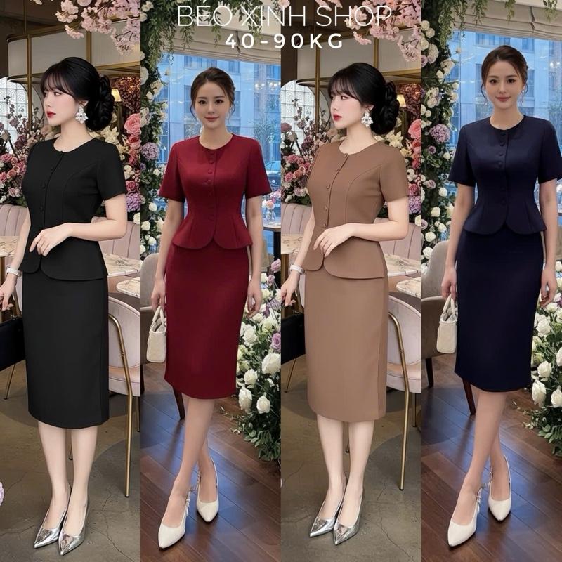  Set Thiết kế Giả Váy Quý Phái  Vải Tuyết Mưa  Cao Cấp Thanh Lịch Che Dáng Đẹp  Bigsize 40–90kg Thời Trang Nữ Béo Xinh Shop - A.1592 