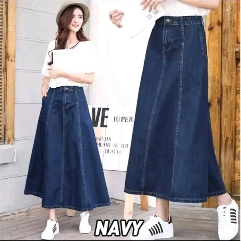 Rok Jeans Wanita Skirt Mayung / Rok Jeans Wanita Korean Style / Rok Jeans Wanita Jumbo 7/8 / Rok Jeans Wanita 7/8 JUMBO Karet Denim Korean 7
