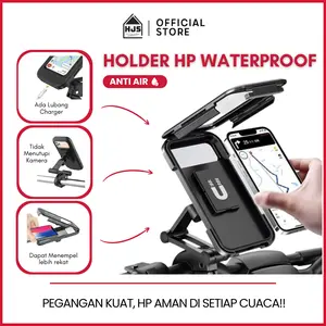 [HJS] Holder Hp Motor Waterproof Anti Air Kuat Kokoh Untuk Pemasangan Di Stang motor untuk layar handphone 4-6.5 Inch Anti Maling Stabil