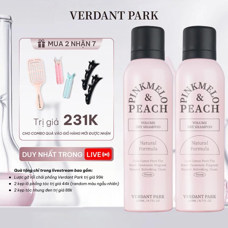 Combo xịt khô phồng tóc VERDANT PARK dầu gội khô kiềm dầu lâu bết mùi Pinkmelo Peach Bluebell Cedar Jadeitea Amber COMBO34 VDPK03 VDPK04 Nữ Women