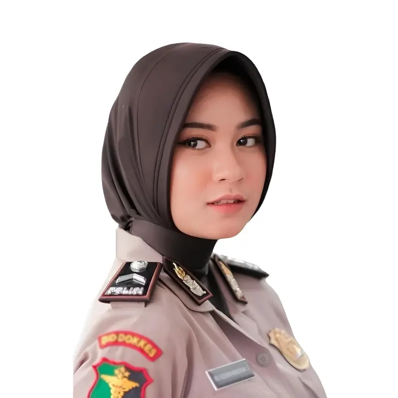 Hijab Dinas Pet Anti Tembem Polwan PNS Bhayangkari Persit Perawat Spandek Sutera Premium Kerudung Instan Busa Khimar Tebal Muslim 0