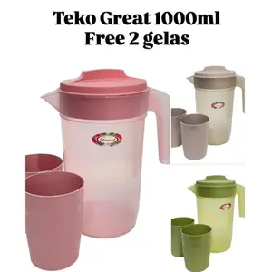 Teko Eskan Rei 1 Liter 2 Gelas 3in1 Teko Air Plastik Aman Great Free Gelas Cocok Minuman Sepanjang Hari Mudah Dibawa