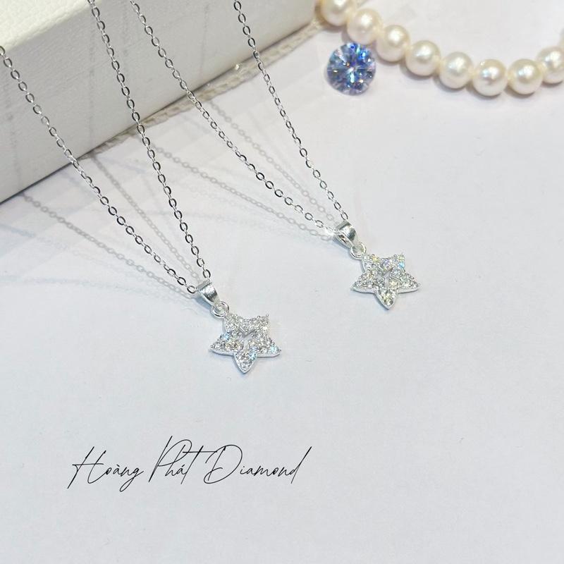 [ Hoàng Phát ] Trang Sức Dây Chuyền Bạc Ý 925 Dây Chữ Cong 4T5 (45cm) Phối Mặt Ngôi Sao 5 Cánh Chạm Tấm Thời Trang Cho Nam Nữ (P044) KHÔNG XI KIM