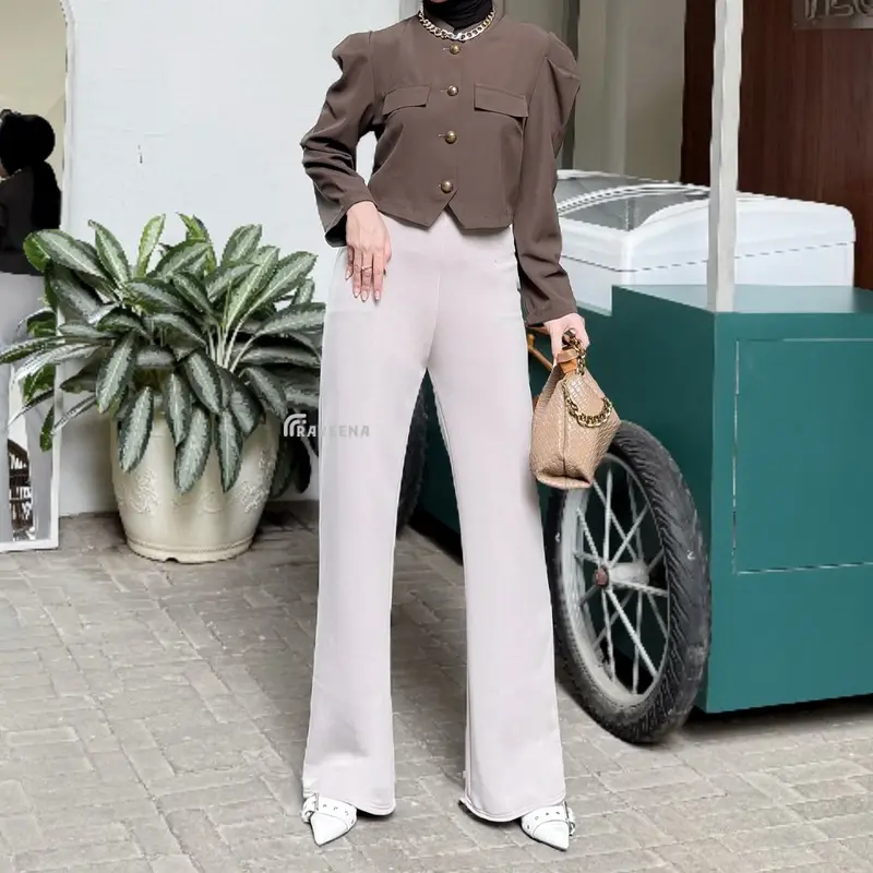 RAVEENA - Loose Pants Scuba - Celana Kulot Highwaist - Celana Panjang Wanita
