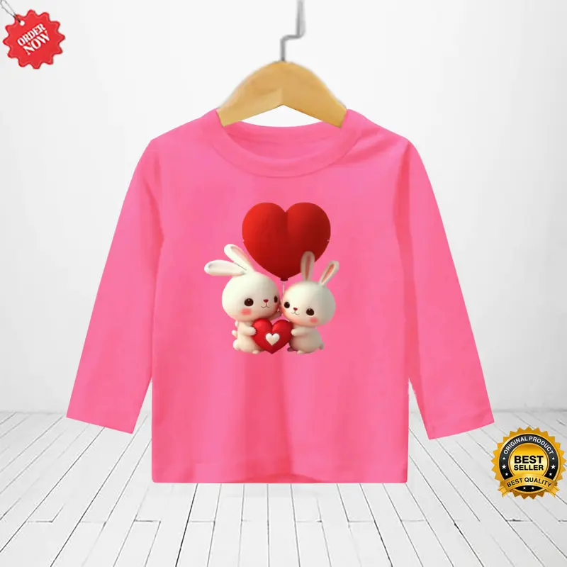 kaos motif rabbit/pakaian anak perempuan lengan panjang umur 1-12 tahun 086 3