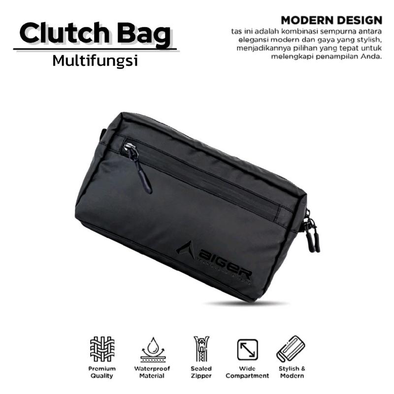 Tas Handbag Pria Multifungsi Clutch Bag Waterproof Anti Air Tas Selempang Pria Warna Hitam 1