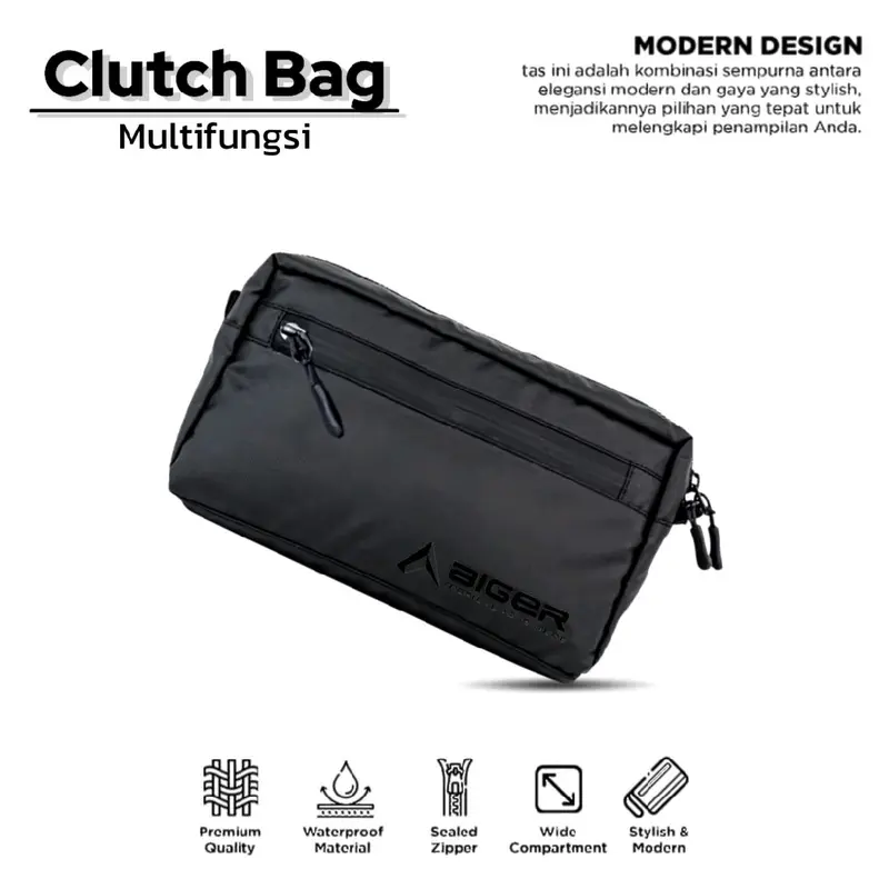 Tas Handbag Pria Multifungsi Clutch Bag Waterproof Anti Air Tas Selempang Pria Warna Hitam 0