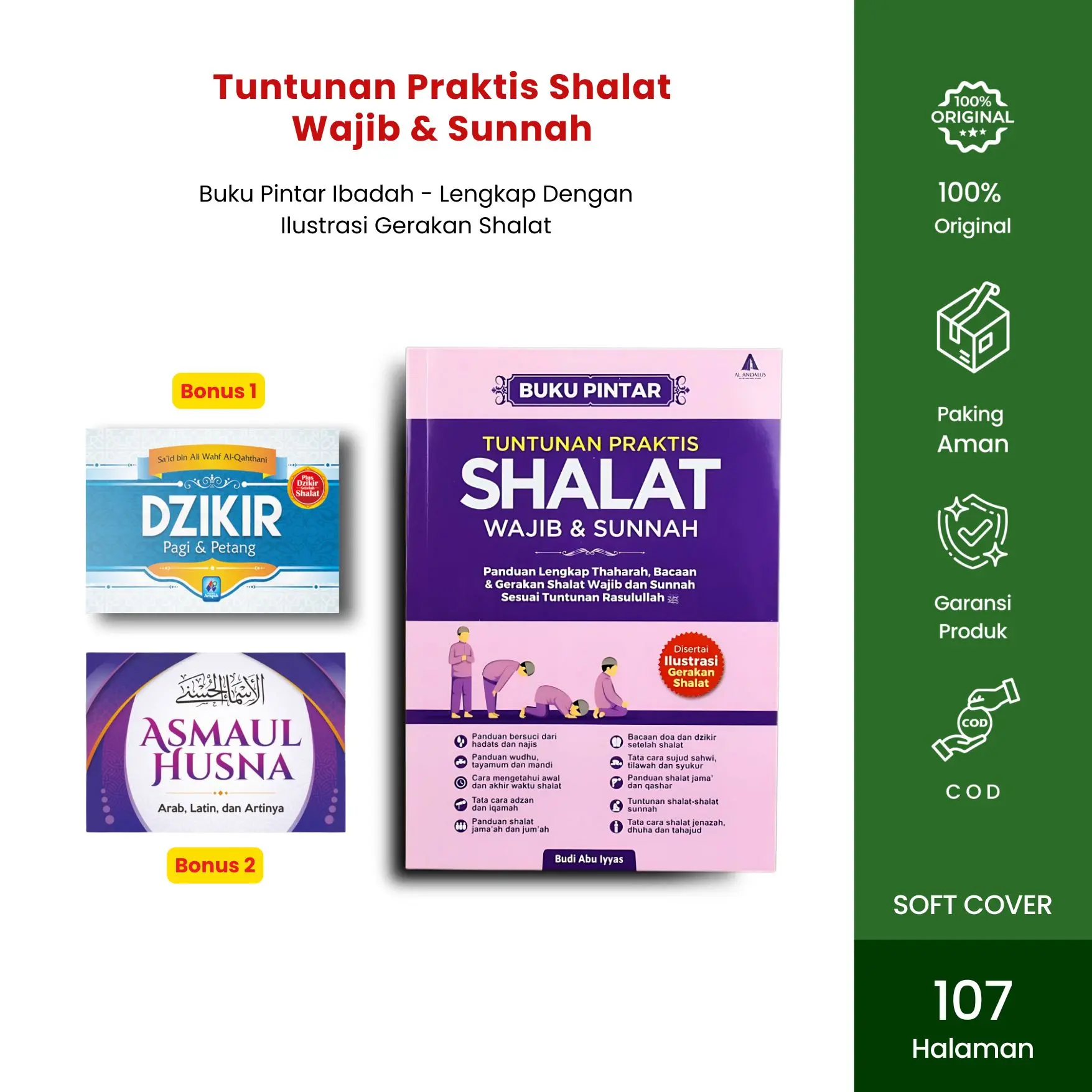 3 BUKU - Buku Pintar Tuntunan Praktis Shalat Wajib Sunnah Panduan Solat Lengkap Bergambar