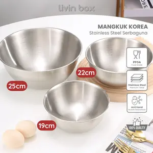 Silver Mangkok Korea Stainless Tebal Mangkuk Sup Korean Mangkok Sop Tebal Mangkok Aesthetic Stainless Bowl Gold