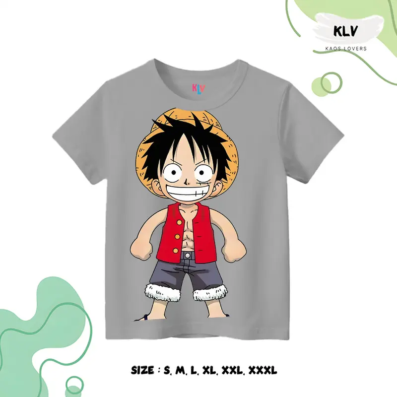 Kaos Anak Unisex Gambar Luffy Grin Distro 30s Sablon 1