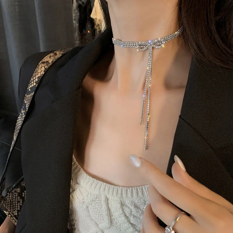 Vòng Cổ Tua Rua Nơ Cao Cấp Độc Đáo Nhật Bản Và Hàn Quốc, Với Dây Chuyền Xương Đòn Dành Cho Nữ Voi Hoa Trang Sức Sứ 4