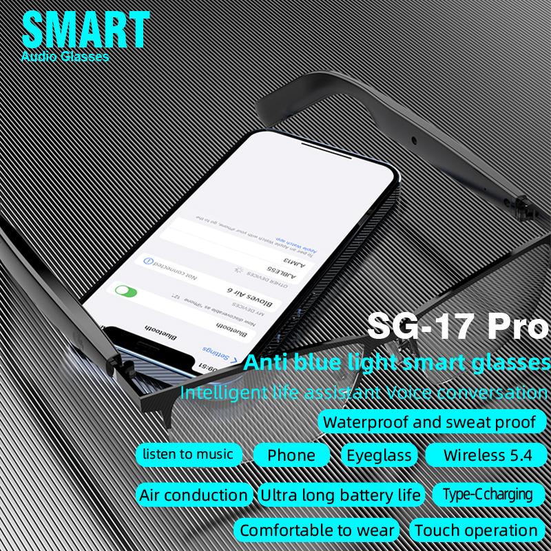 New SG-17 Pro Smart Glasses Life Assistant Answer/Decline Call Music Light AI Voice Wireless Bluetooth Smart Glasses - Image 3