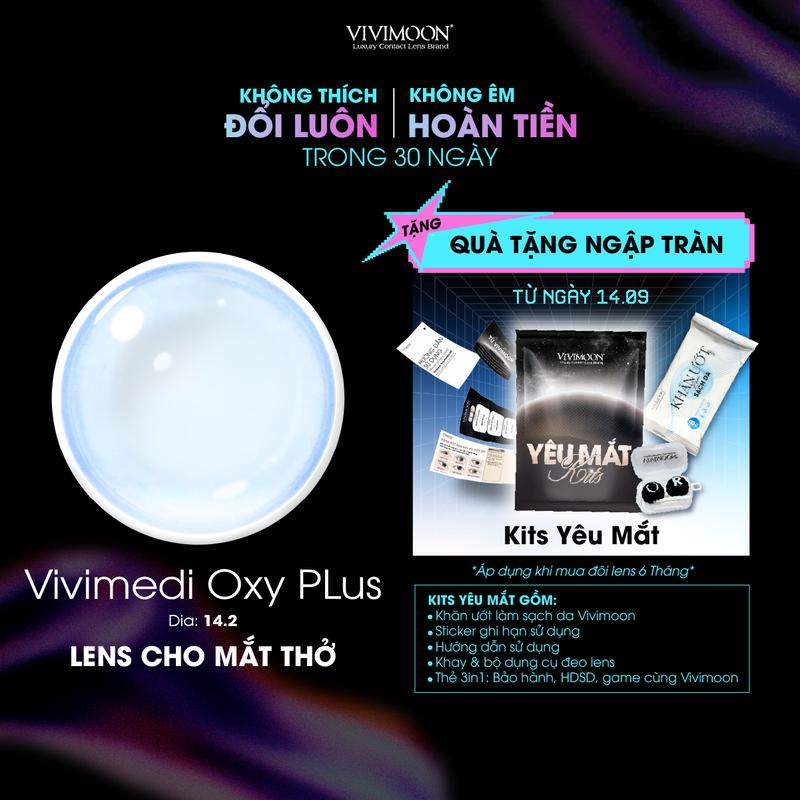[Tặng khay đựng] Kính áp tròng Vivimoon Lens cận trong suốt HSD 6 tháng Vivimedi Oxy Plus cho mắt thở, chất liệu Silicone hydrogel đeo êm mềm  (Giá 01 đôi)