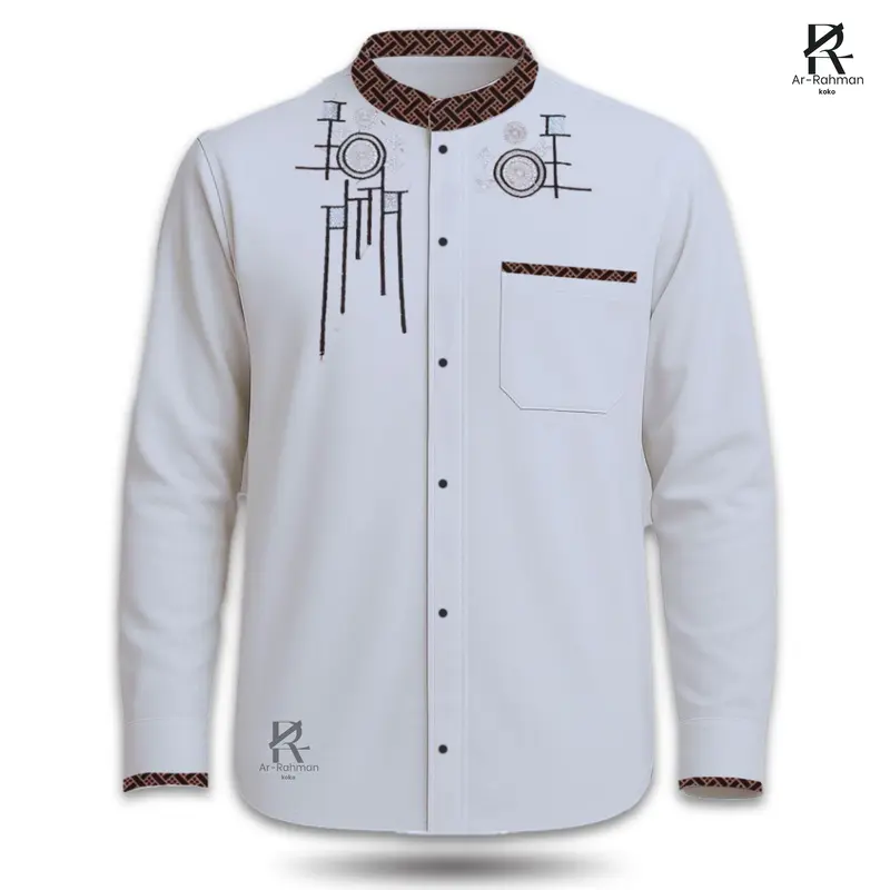 BAJU KEMEJA KOKO PRIA LENGAN PANJANG KOMBINASI BORDIR SIZE M L XL TERBARU 0