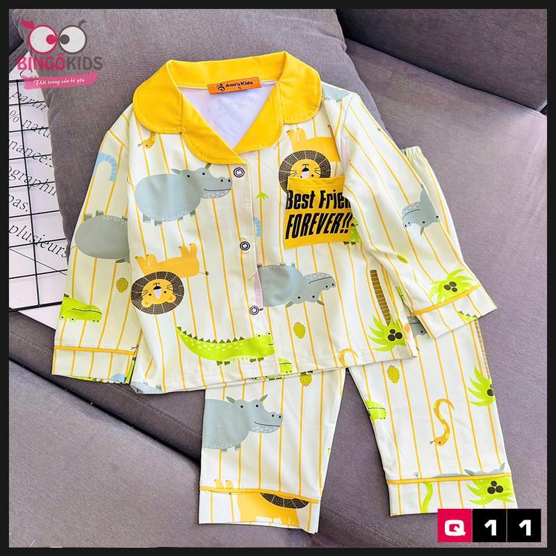 Đồ bộ tay dài quần dài bé trai mặc ngủ pijama họa tiết hoạt hình đẹp