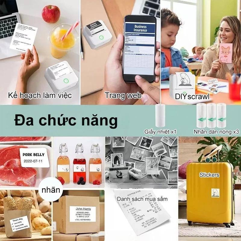 Máy In Nhiệt Mini Bluetooth cầm tay Máy in Hoá đơn Máy In nhãn Android IOS 1