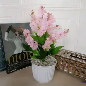 bunga lavender artificial  9 tangkai vas garis Dekorasi