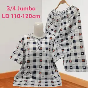 COD BAJU TIDUR WANITA DEWASA SETELAN CELANA 3/4 KAOS babydoll JUMBO LD 110CM VIRAL TERBARU