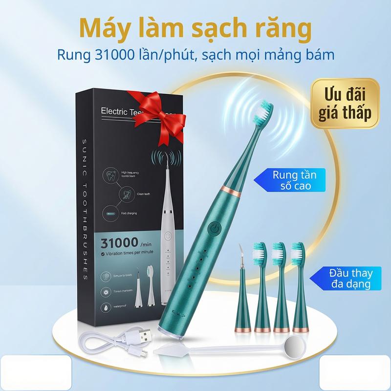 Máy lấy cao răng tại nhà Gumcare Wireless Toothbrush,máy 2 in 1 lấy vôi răng kèm đánh răng sạc đế không dây Máy Tăm Nước