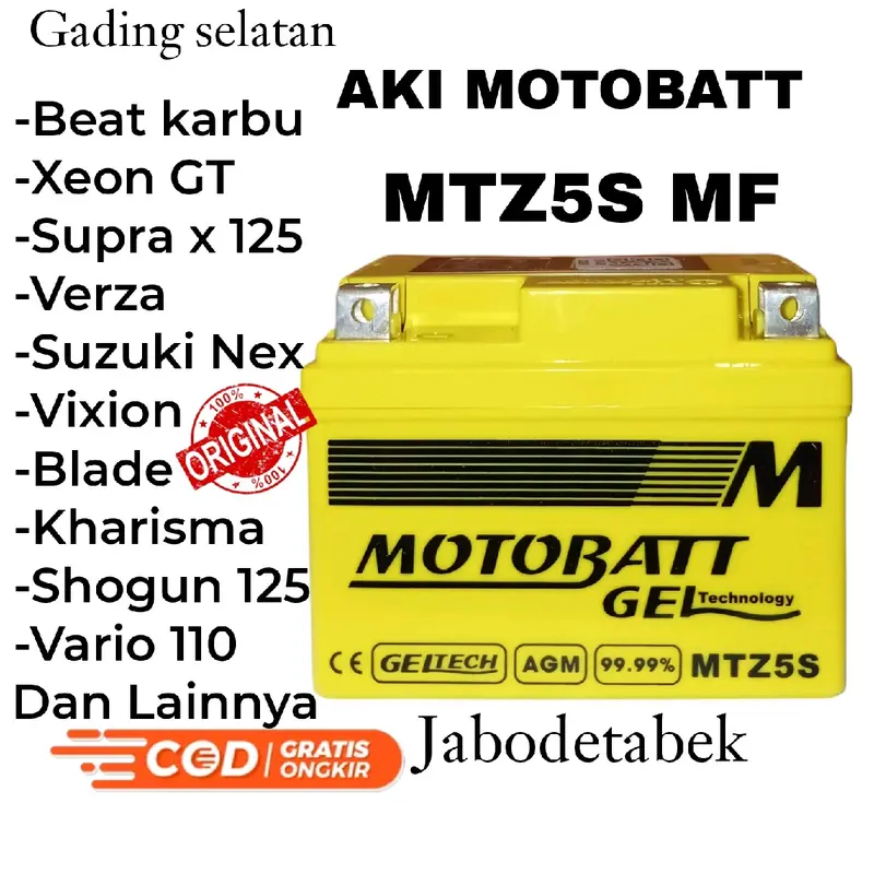 Original Aki Motobatt MTZ5S vixion , mx new, ,blade , beat karbu , kahrisma , vario 110 aki motor kering Motobatt Original motobatt quadflex mb5u Accessories Motorcycle 0