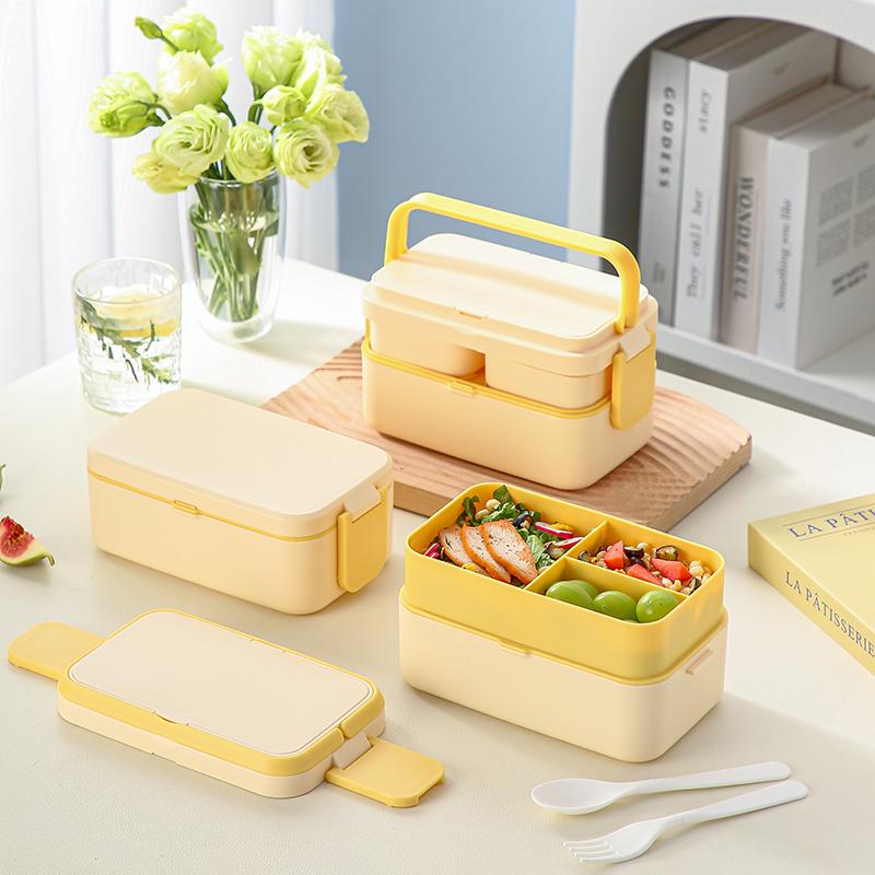 METKA Picnic Lunch Box Double Layer Food Storage Container Handle Camping Hiking Outdoor Portable Bento Box Travel Work School 1