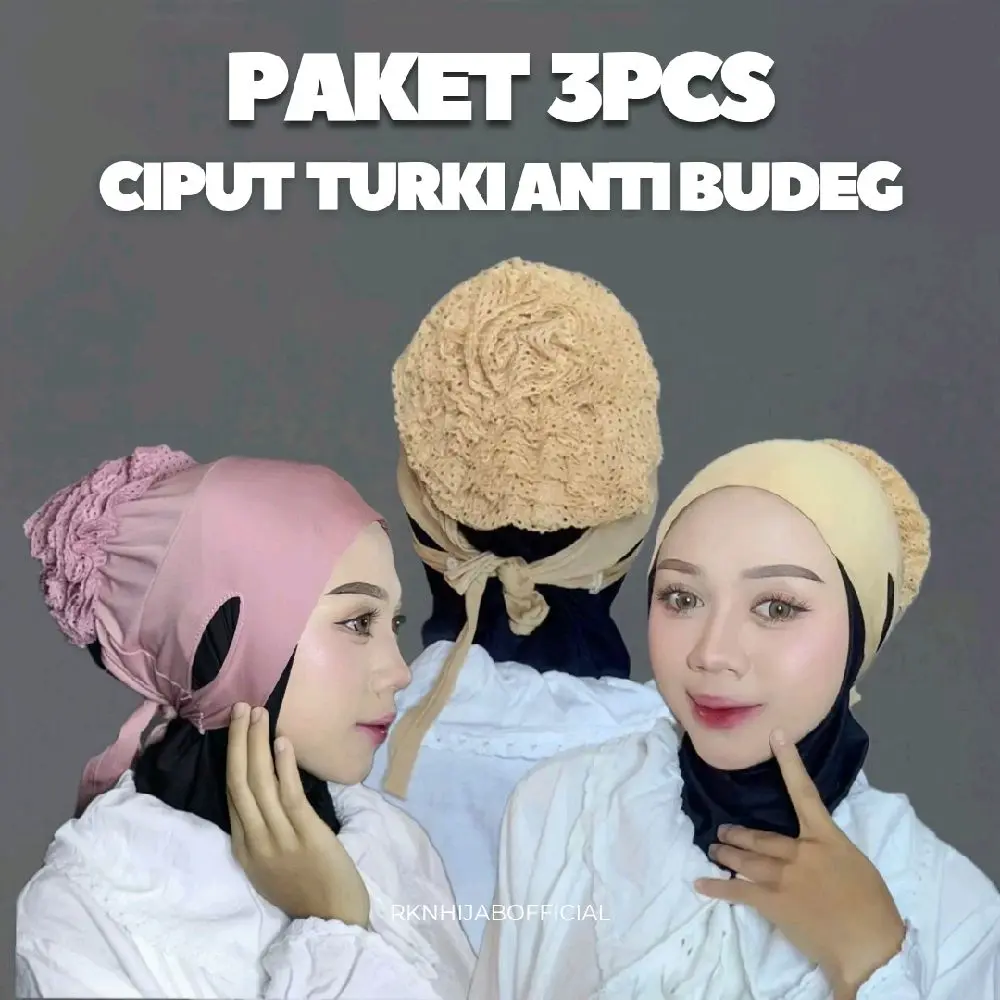 BELI 3 PCS LEBIH HEMAT CIPUT TURKI ANTI BUDEG,Ciput anti slip, Dalaman Jilbab Kerudung Instan,ciput lubang telinga.