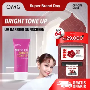 [BELI BANYAK, LEBIH MURAH!] OMG Oh My Glow Bright Tone Up UV Barrier Sunscreen SPF 50 PA++ 25 ml - Mencerahkan, Melindungi UV, Ringan & Cepat Meresap