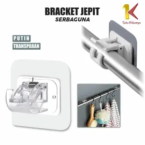 [COD] SK C1017 Bracket Jepit Serbaguna Transparan Gantungan Tempel Tanpa Bor