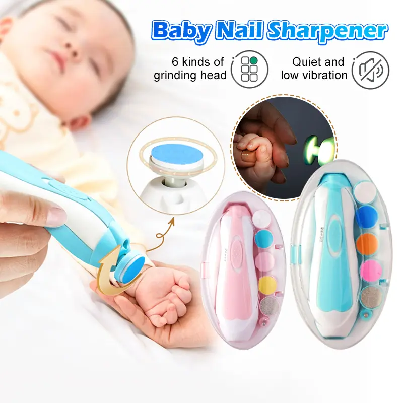 [Ship in 24 Hours] 2nd Gen Electric Baby Nail Trimmer Set with LED Light Suitable For Baby Kids Mommy Nail Clippers Baby Nail Care Kit Tool
