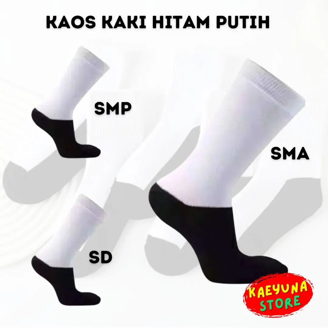 Kaos Kaki Hitam Putih Anak Sekolah Laki-Laki Perempuan