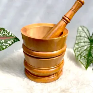 Set Lumpang Kayu Besar Model Ukir + Alu Tumbukan Kayu Peralatan Masak Dapur - Kitchenware