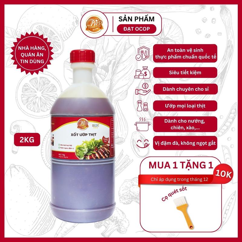 Sốt Ướp Thịt Nướng BBQ Bếp Xuyên Việt 2KG cho 10KG thịt Nước Sốt Ướp Thịt Hải Sản Tiện Lợi. Gia Vị Gia Đình