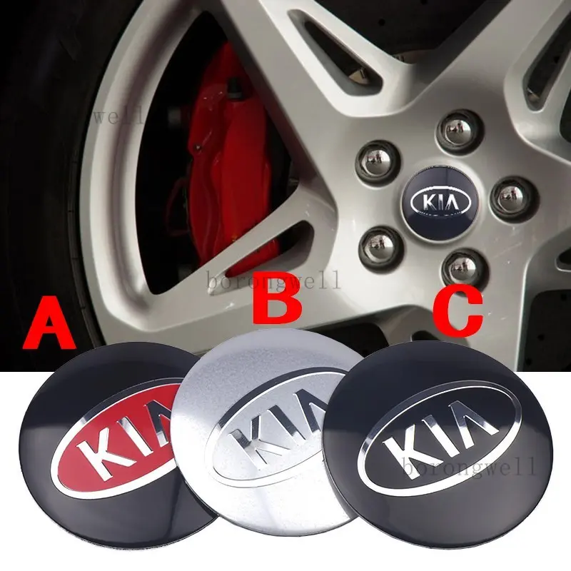 Nắp Trung Tâm Trục Bánh Xe Logo KIA, Bộ 4 Cái, Miếng Dán Biểu Tượng Huy Hiệu, Đề Can, 55-56mm