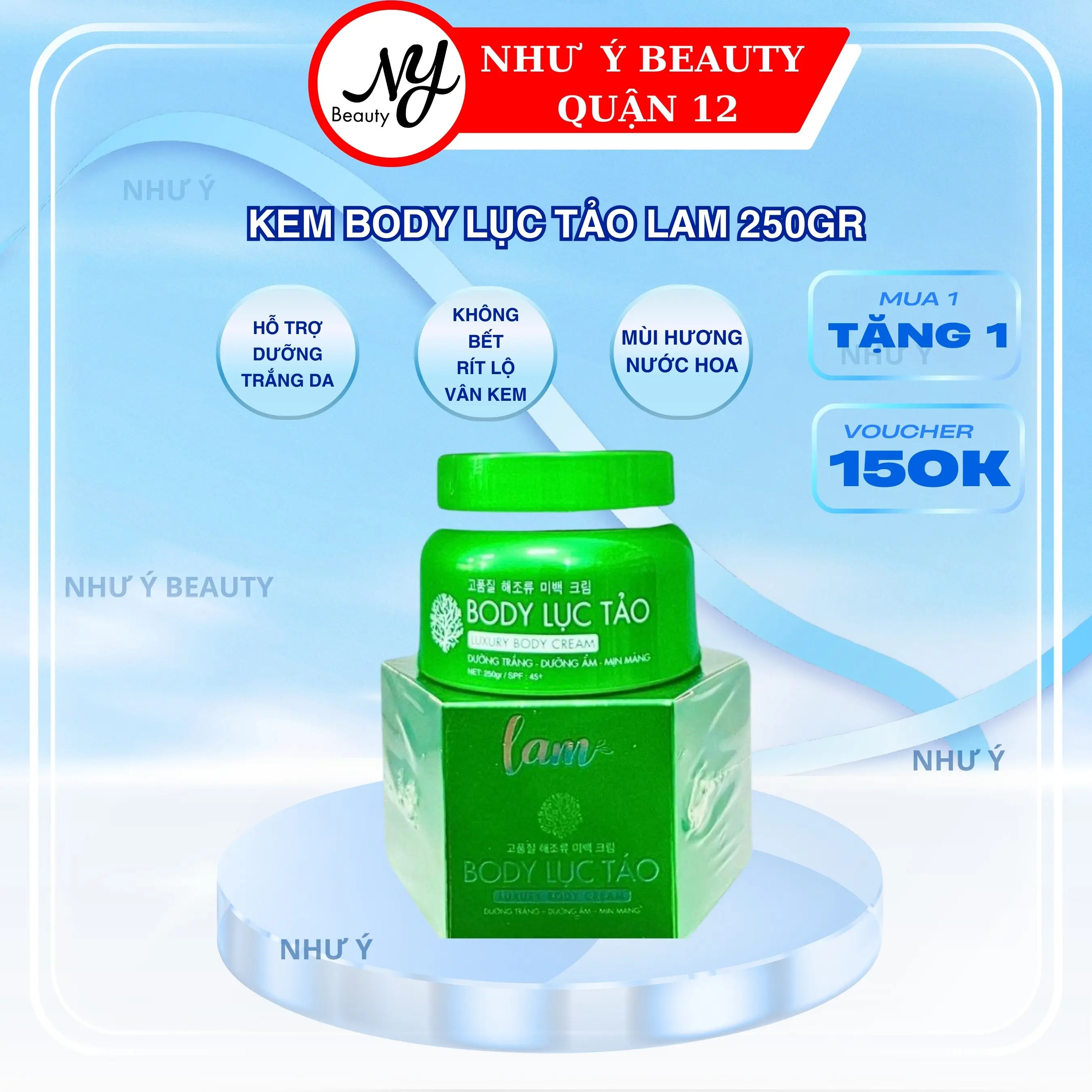 Kem Body Lục Tảo Lam Xanh Cosmetics Hộp 250gr Dưỡng Da Body Nữ Làm Đẹp Da Women